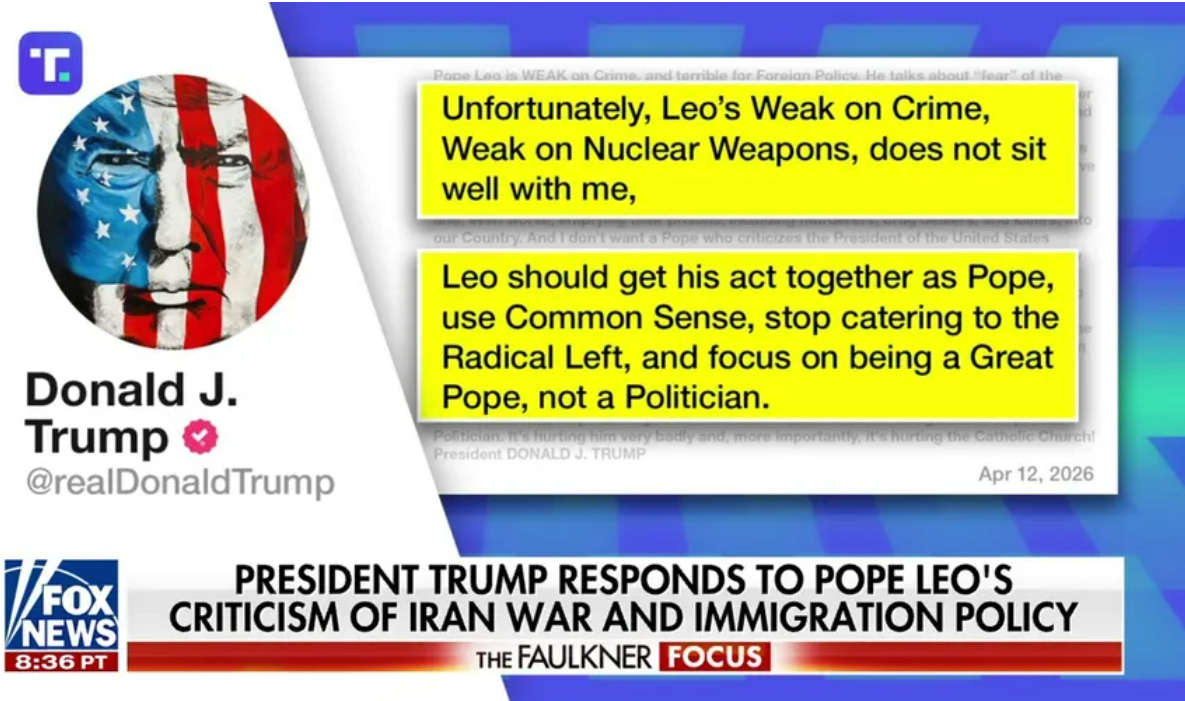 Trump blasts Pope Leo over Iran remarks in scathing Truth Social post
