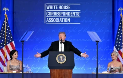Trump softens White House Correspondents’ Dinner speech after attack