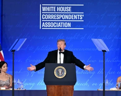 Trump softens White House Correspondents’ Dinner speech after attack